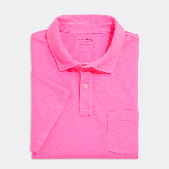 Vineyard Vines SS Island Garment Dye Slub Polo 'Knockout Pink' 1G011053-… - Picture 2 of 2